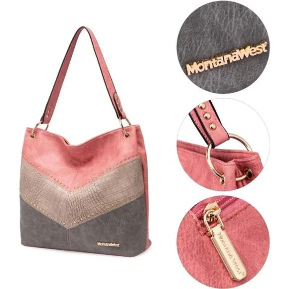 Montana West Hobo Bag Purse Handbags for Women Tote Handbags with Pockets Zipper - Picture 3 of 7